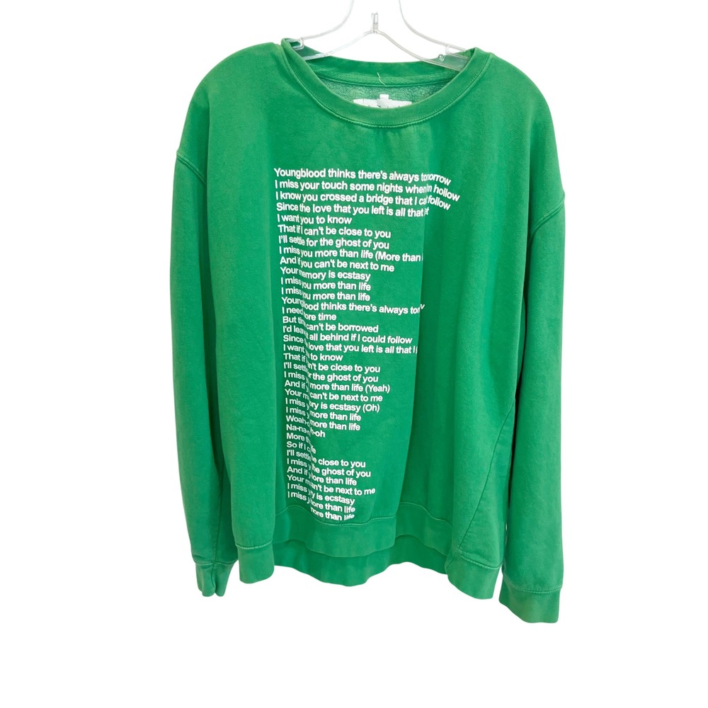 Justin Bieber Justice Ghost‎ Lyrics Green Sweatshirt - Unisex Large